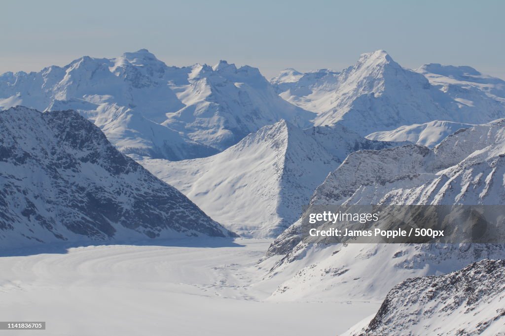 Landscape of snowcapped mountains