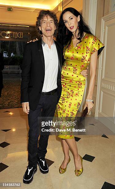 Sir Mick Jagger and L'Wren Scott attend the 3rd Annual Finch's Quarterly Review Filmmakers Dinner honoring Oscar-winning British film producer Jeremy...