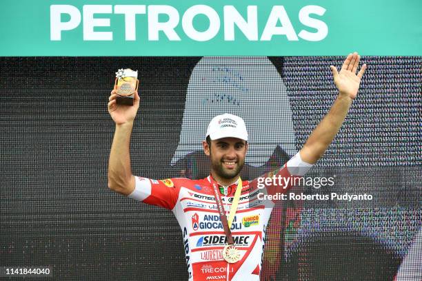 Gold medalist Matteo Pelucchi of Androni Giocattoli-Sidermec celebrates victory after winning Stage 6 of the 24th Le Tour de Langkawi 2019, Bagan to...