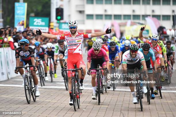 Matteo Pelucchi of Androni Giocattoli-Sidermec celebrates victory after winning Stage 6 of the 24th Le Tour de Langkawi 2019, Bagan to Alor Setar on...