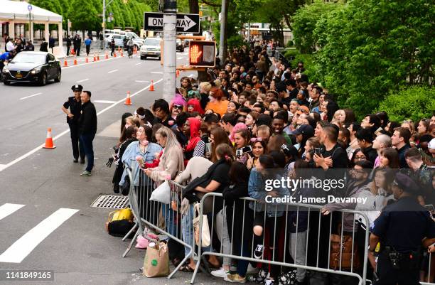 View of crowd outside The 2019 Met Gala Celebrating Camp: Notes on Fashion at Metropolitan Museum of Art on May 6, 2019 in New York City.