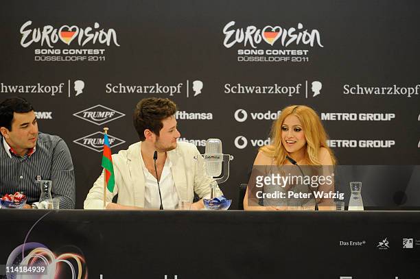 The winner of the Eurovision Song Contest 2011, Eldar Gasimov and Nigar Jamal of Ell/Nikki of Azerbaidjan attend the winner's press conference at the...