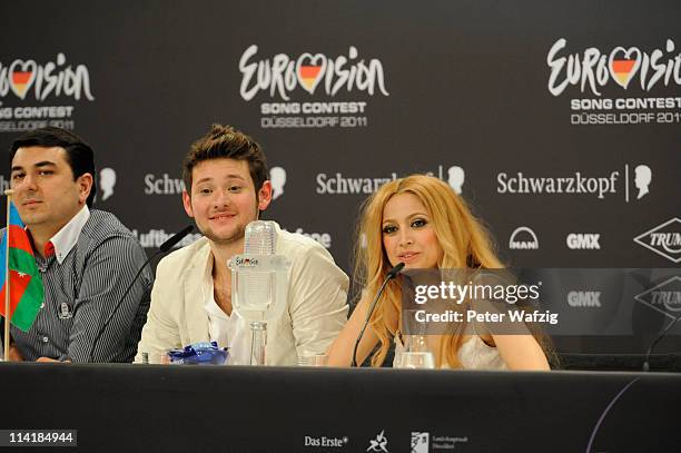 The winner of the Eurovision Song Contest 2011, Eldar Gasimov and Nigar Jamal of Ell/Nikki of Azerbaidjan attend the winner's press conference at the...