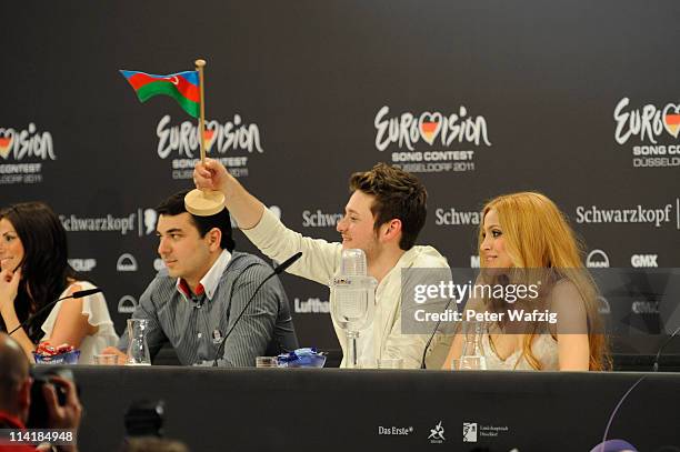 The winner of the Eurovision Song Contest 2011, Eldar Gasimov and Nigar Jamal of Ell/Nikki of Azerbaidjan attend the winner's press conference at the...