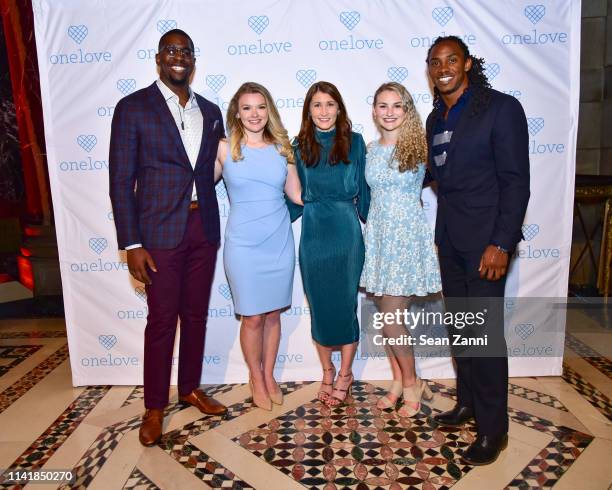 Anthony Harris, Julia Hussey, Julia Landauer, Kelsey Kempner and Stephen Weatherly attend The One Love Foundation's One Night for One Love at...