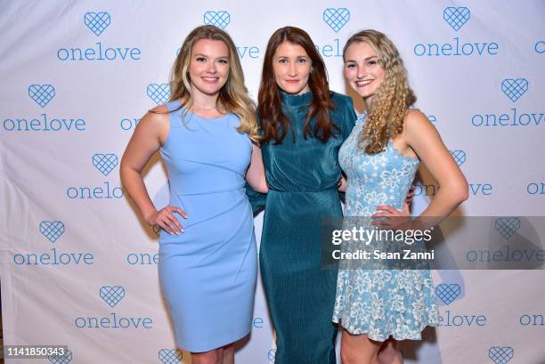 Julia Hussey, Julia Landauer and Kelsey Kempner attend The One Love Foundation's One Night for One Love at Cipriani 42nd Street on April 10, 2019 in...
