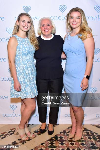 Kelsey Kempner, Sharon Love and Julia Hussey attend The One Love Foundation's One Night for One Love at Cipriani 42nd Street on April 10, 2019 in New...