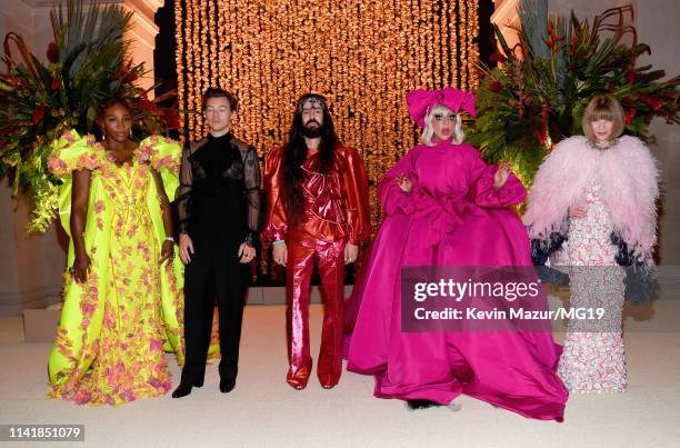 Co-hosts Harry Styles, Serena Williams, Alessandro Michele, Lady Gaga and Anna Wintour attend The 2019 Met Gala Celebrating Camp: Notes on Fashion at...