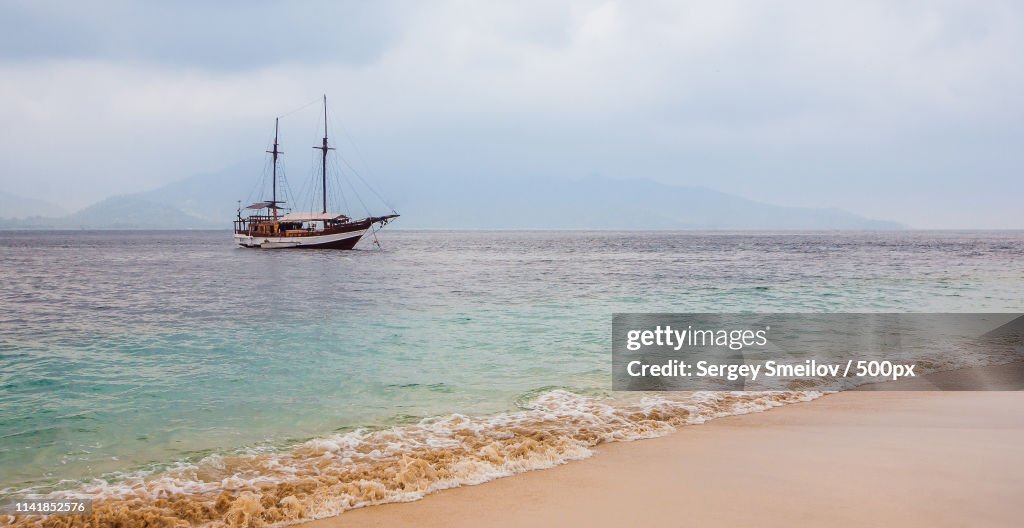 A Ship Off The Coast Of Bali