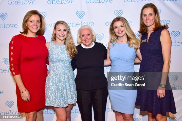 Katie Hood, Kelsey Kempner, Sharon Love, Julia Hussey and Sharon Robinson attend The One Love Foundation's One Night for One Love at Cipriani 42nd...