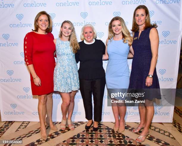 Katie Hood, Kelsey Kempner, Sharon Love, Julia Hussey and Sharon Robinson attend The One Love Foundation's One Night for One Love at Cipriani 42nd...
