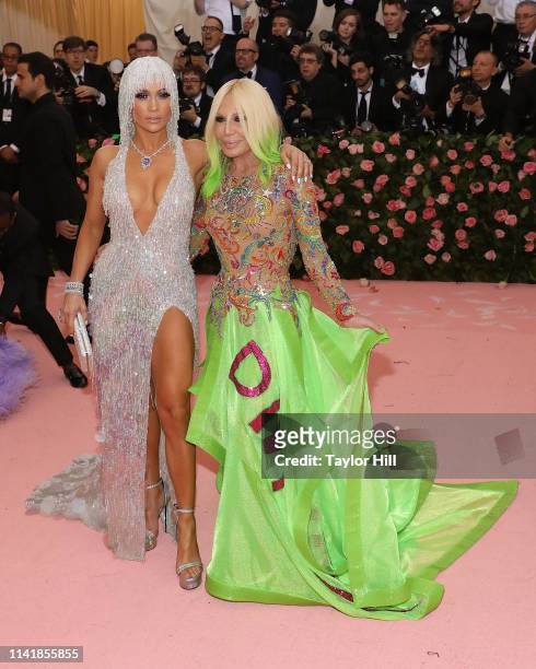 Jennifer Lopez and Donatella Versace attend the 2019 Met Gala celebrating "Camp: Notes on Fashion" at The Metropolitan Museum of Art on May 6, 2019...
