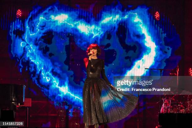 Giorgia Performs At Palaalpitour on April 10, 2019 in Turin, Italy.