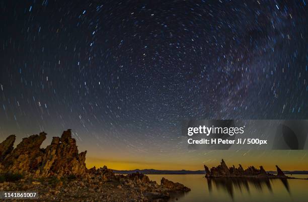 dancing stars over mono lake - mammoth lakes stock pictures, royalty-free photos & images