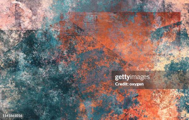 abstract multicolored stucco texture background on canvas - fine art painting - fotografias e filmes do acervo