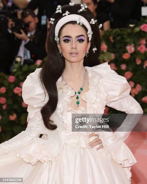 Lily Collins attends the 2019 Met Gala celebrating "Camp: Notes on Fashion" at The Metropolitan Museum of Art on May 6, 2019 in New York City.