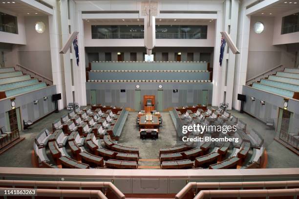 The House of Representatives at Parliament House stands in Canberra, Australia, on Wednesday, May 1, 2019. Australia looks set for a change of...