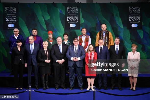 Front row from left, Norway's foreign minister Ine Eriksen Soreide, Russia's foreign minister Sergey Lavrov, Sweden's foreign minister Margot...