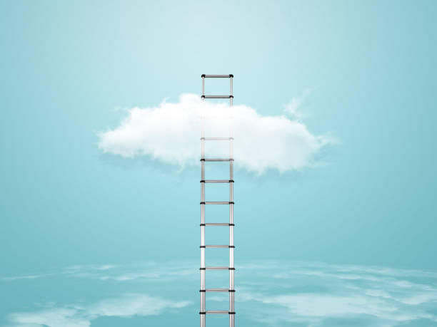 ladder of success - ladder to heaven stock pictures, royalty-free photos & images