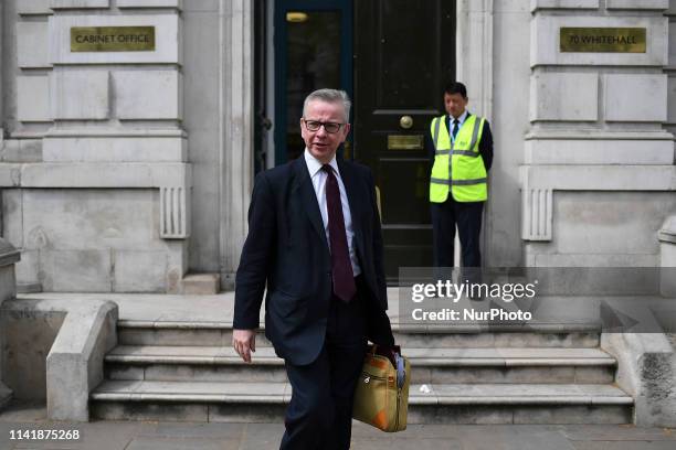 Environment Secretary Michael Gove leaves Cabinet Office after attending the weekly Cabinet meeting at 10 Downing Street, London on May 7, 2019....