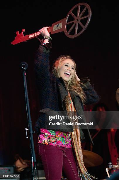 Haley Reinhart receives a key to the city of Wheeling after May 14 was declared Haley Reinhart Day during the homecoming for "American Idol" Season...