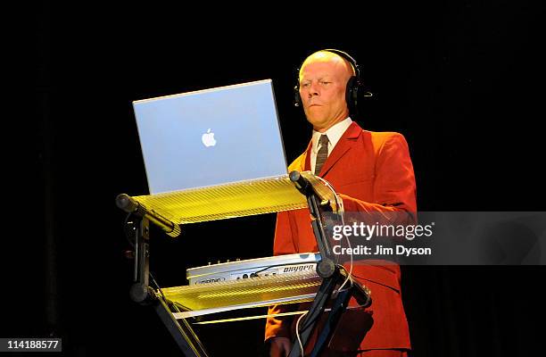 Musician Vince Clarke of Erasure and Yazoo performs live on stage during the second night of Short Circuit Presents Mute 'A Festival Of Electronica'...