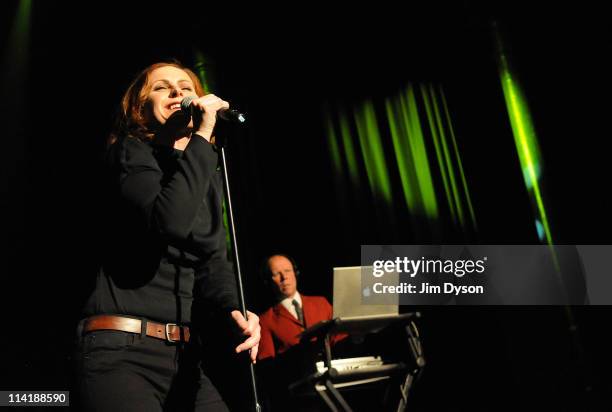 Singer Alison Moyet and Vince Clarke of Yazoo perform live on stage during the second night of Short Circuit Presents Mute 'A Festival Of...