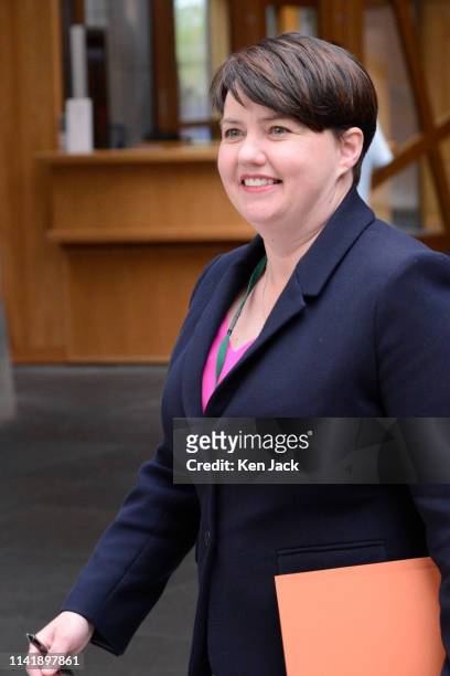 Scottish Conservative leader Ruth Davidson in the lobby of the Scottish Parliament on her return from maternity leave, on May 7, 2019 in Edinburgh,...