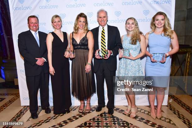 Guest, guest, Melanie Shnoll-Begun, Secretary of the Navy Richard V. Spencer, Kelsey Kempner and Julia Hussey attend The One Love Foundation's One...