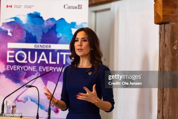 Crown Princess Mary of Denmark speaks at the "Women Deliver" conference on May 7, 2019 in Copenhagen, Denmark. The Crown Princess is protector for...