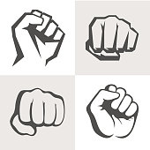 Vector hands icon set. Different fist signs.