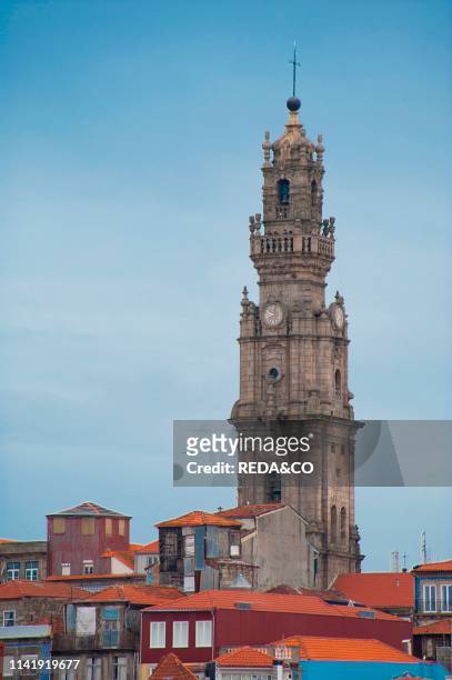 Bell tower Church of Clerics Igreja do Clerigos. City Porto at Rio Douro. The old town is listed as UNESCO world heritage. Portugal. Europe.