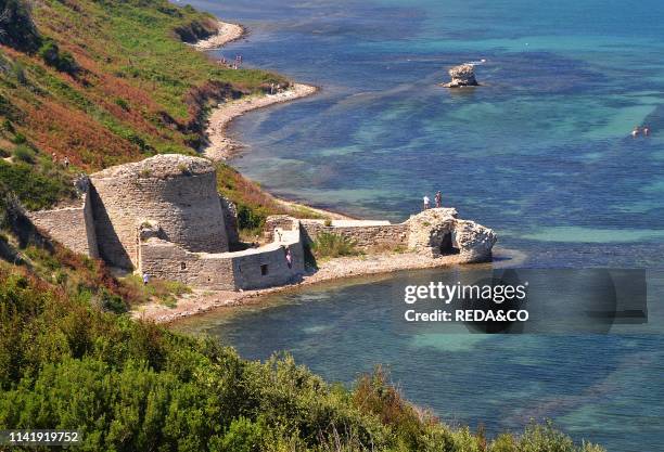 North of Durres There is a sudden unexpected coast are the cliffs and beaches of Shetaj. Albania. Europe.