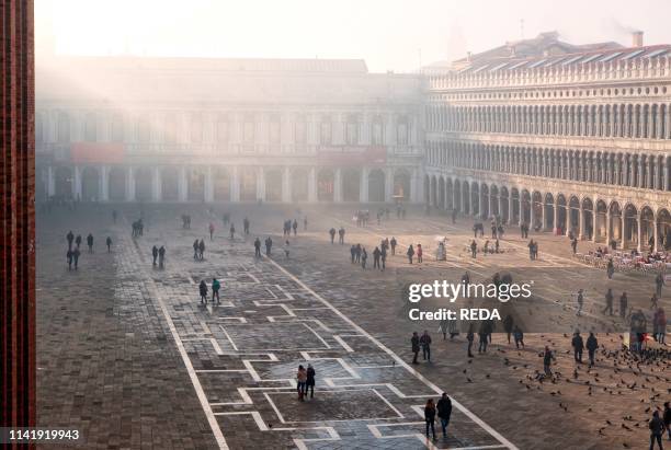 Piazza San Marco square in the morning mist.Venice.Veneto.Italy. Europe.