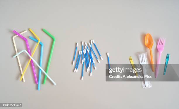 plastic disposable waste - plastic cutlery stock pictures, royalty-free photos & images