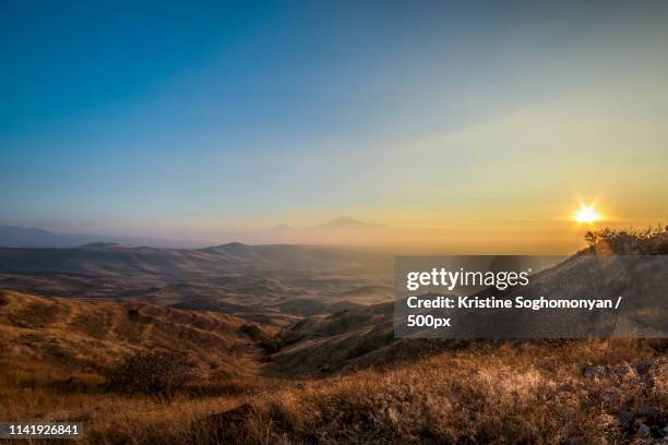 sunset in ararat mount - mt ararat stock pictures, royalty-free photos & images