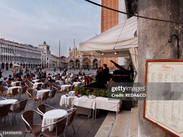 Cafe Florian. Historic venetian coffee. Procuratie Nuove. San Marco square. Venice. Veneto. Italy. Europe.