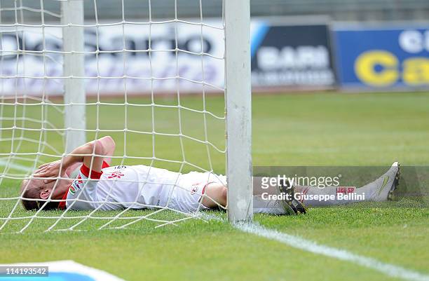 Andrea Masiello of Bari after reacts during the Serie A match between AS Bari and Lecce at Stadio San Nicola on May 15, 2011 in Bari, Italy.
