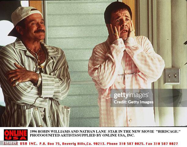 1996 ROBIN WILLIAMS AND NATHAN LANE STAR THE THE NEW MOVIE BIRDCAGE