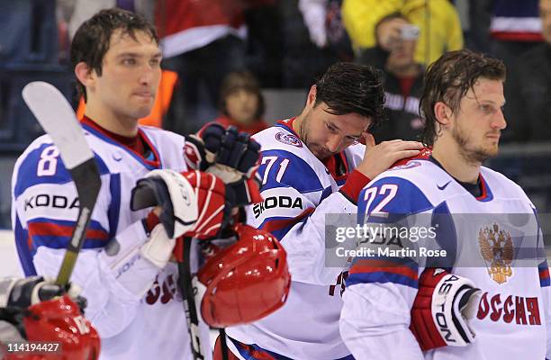 Ilya Kovalchuk of Russia looks dejected after losing the IIHF World Championship bronze medal match between Czech Republic and Russia at Orange Arena...