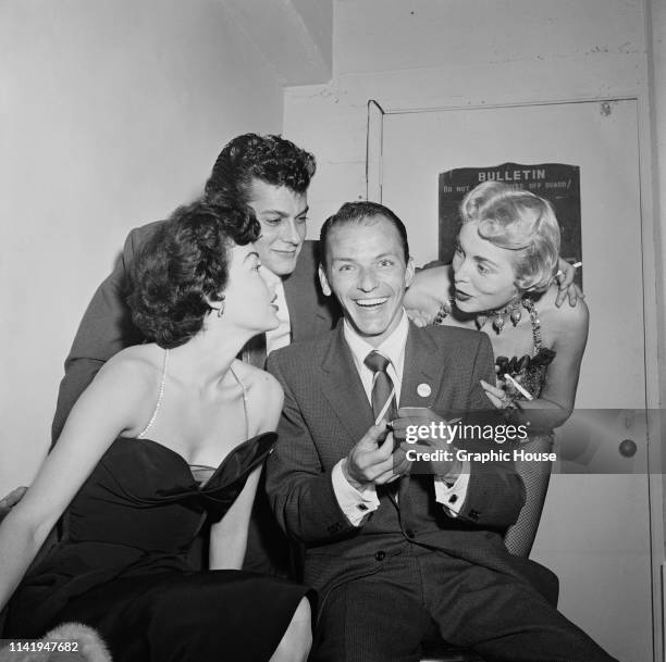 American actress and singer Ava Gardner , American actor Tony Curtis , American actor, producer, and singer Frank Sinatra , American actress, singer,...