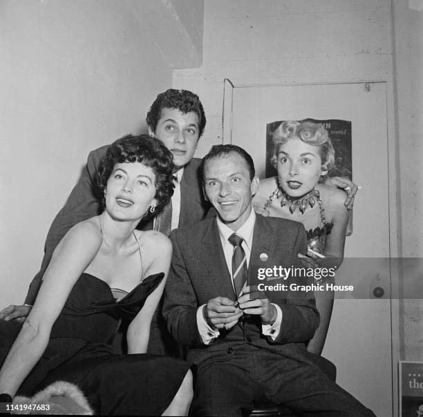 American actress and singer Ava Gardner , American actor Tony Curtis , American actor, producer, and singer Frank Sinatra , American actress, singer,...