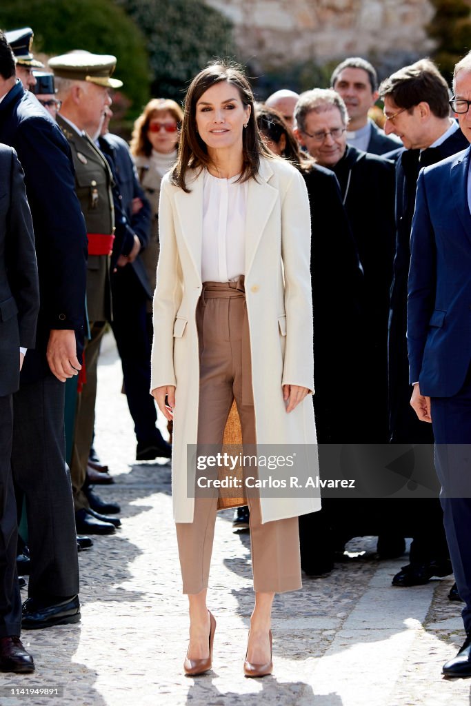 Queen Letizia Of Spain Visits 'Agneli' Exhibition In Burgos