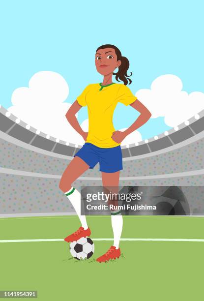 female soccer player - brazilian ethnicity stock illustrations