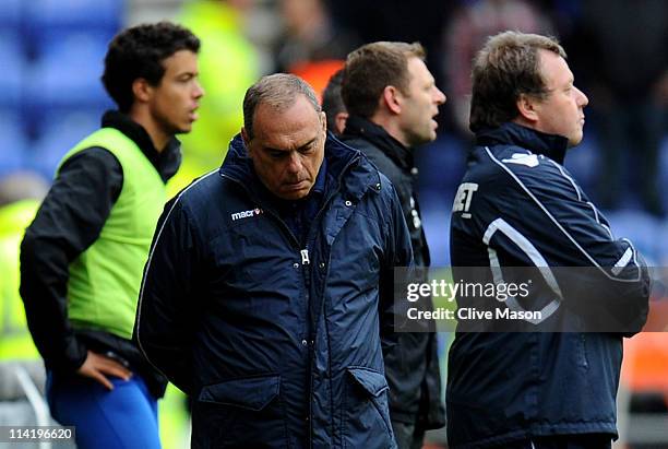 West Ham United Manager Avram Grant looks dejected during the Barclays Premier League match between Wigan Athletic and West Ham United at the DW...