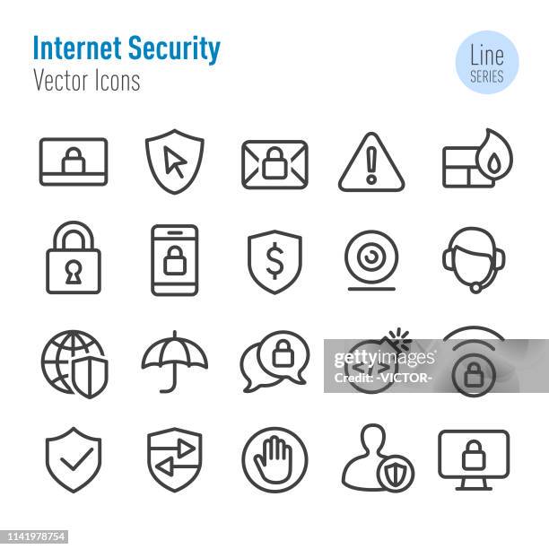 internet security icons - vector line series - square crackers stock illustrations