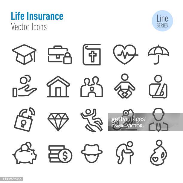 ilustrações, clipart, desenhos animados e ícones de ícones do seguro de vida-série da linha do vetor - insurance agent