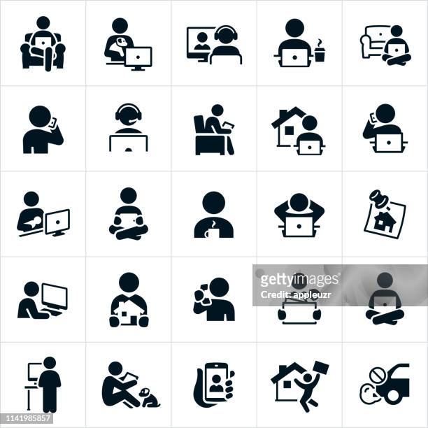 telecommuting icons - computer stock illustrations