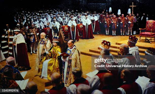 Queen Elizabeth II during her coronation. 1953.