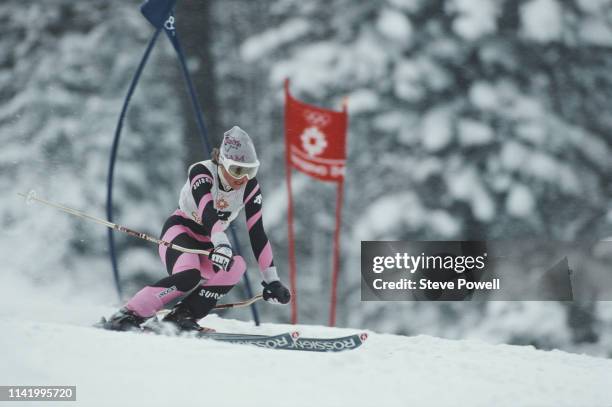 Erika Hess of Switzerland during the Women's Giant Slalom at the XIV Olympic Winter Games on 13 February 1984 in Jahorina, Sarajevo,Yugoslavia.